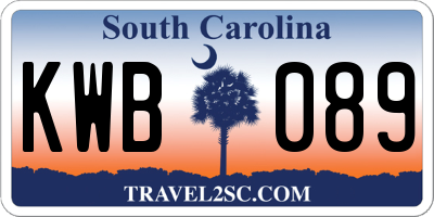 SC license plate KWB089