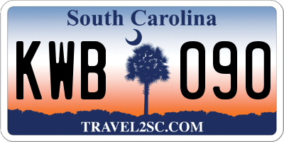 SC license plate KWB090