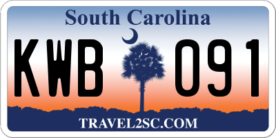 SC license plate KWB091