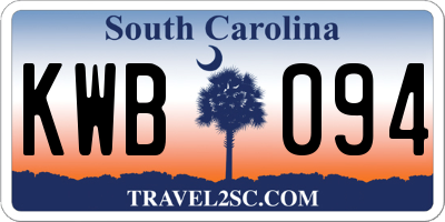 SC license plate KWB094