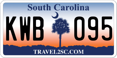 SC license plate KWB095