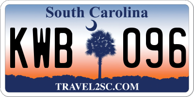 SC license plate KWB096