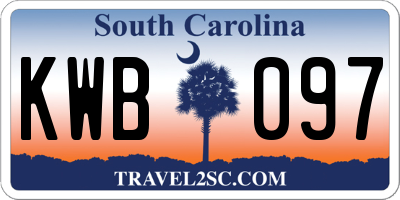 SC license plate KWB097