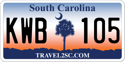 SC license plate KWB105