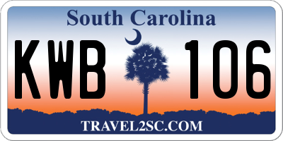 SC license plate KWB106