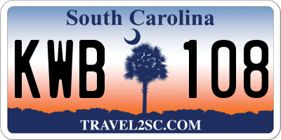 SC license plate KWB108