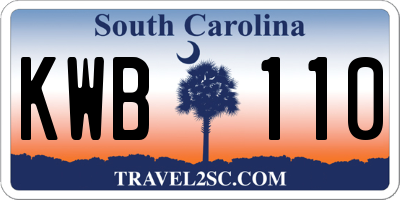 SC license plate KWB110