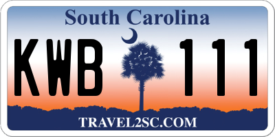 SC license plate KWB111