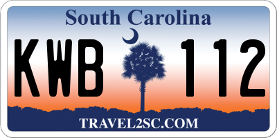 SC license plate KWB112