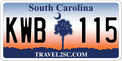 SC license plate KWB115