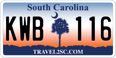 SC license plate KWB116