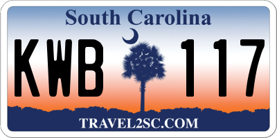 SC license plate KWB117