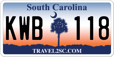 SC license plate KWB118