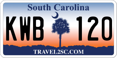 SC license plate KWB120