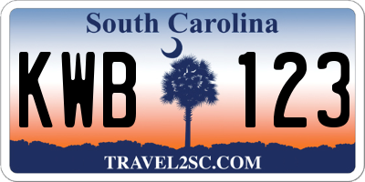 SC license plate KWB123