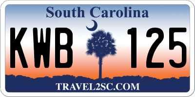 SC license plate KWB125