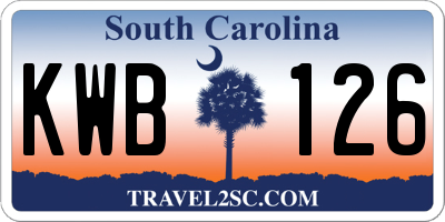 SC license plate KWB126