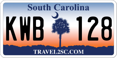 SC license plate KWB128