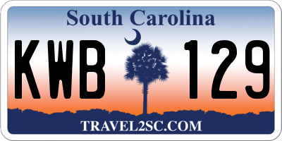 SC license plate KWB129