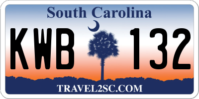 SC license plate KWB132