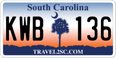 SC license plate KWB136