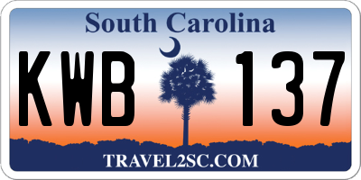 SC license plate KWB137