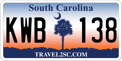 SC license plate KWB138