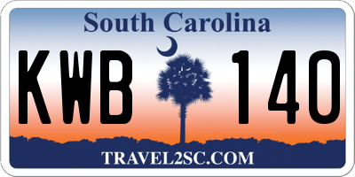 SC license plate KWB140