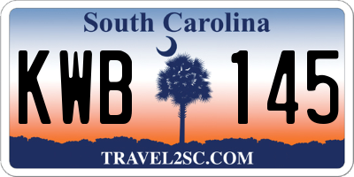 SC license plate KWB145