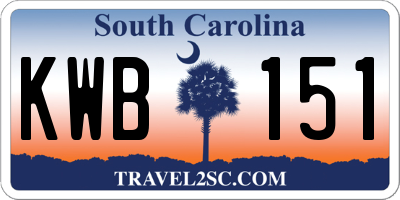 SC license plate KWB151