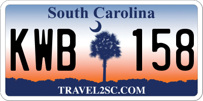 SC license plate KWB158