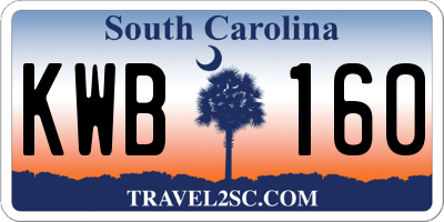 SC license plate KWB160