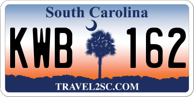 SC license plate KWB162