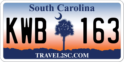 SC license plate KWB163