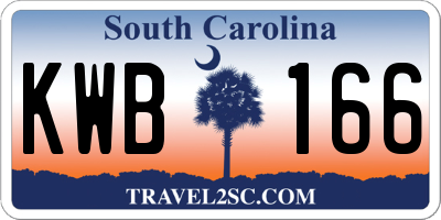 SC license plate KWB166