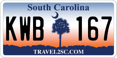 SC license plate KWB167