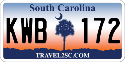 SC license plate KWB172