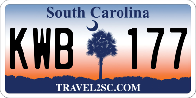 SC license plate KWB177