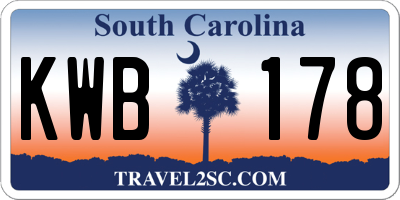 SC license plate KWB178