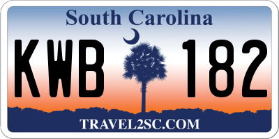 SC license plate KWB182