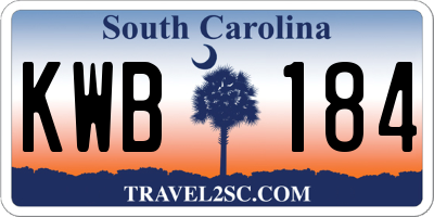 SC license plate KWB184