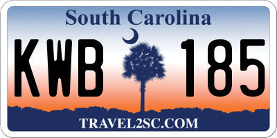 SC license plate KWB185