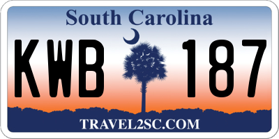 SC license plate KWB187