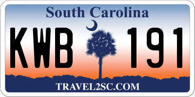 SC license plate KWB191