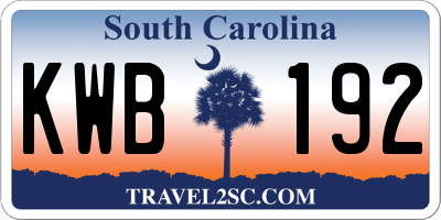 SC license plate KWB192