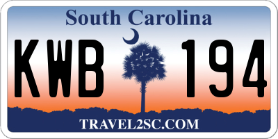 SC license plate KWB194