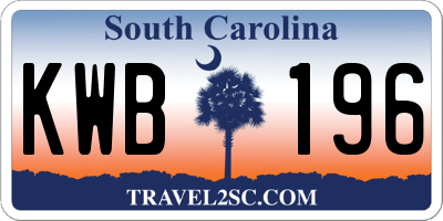 SC license plate KWB196
