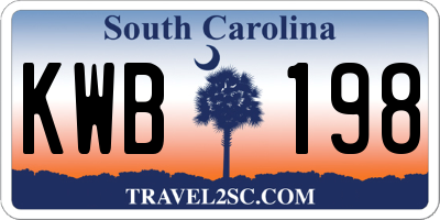 SC license plate KWB198