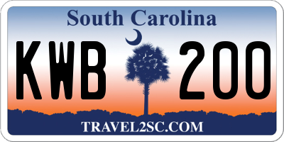 SC license plate KWB200