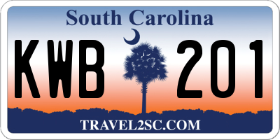 SC license plate KWB201
